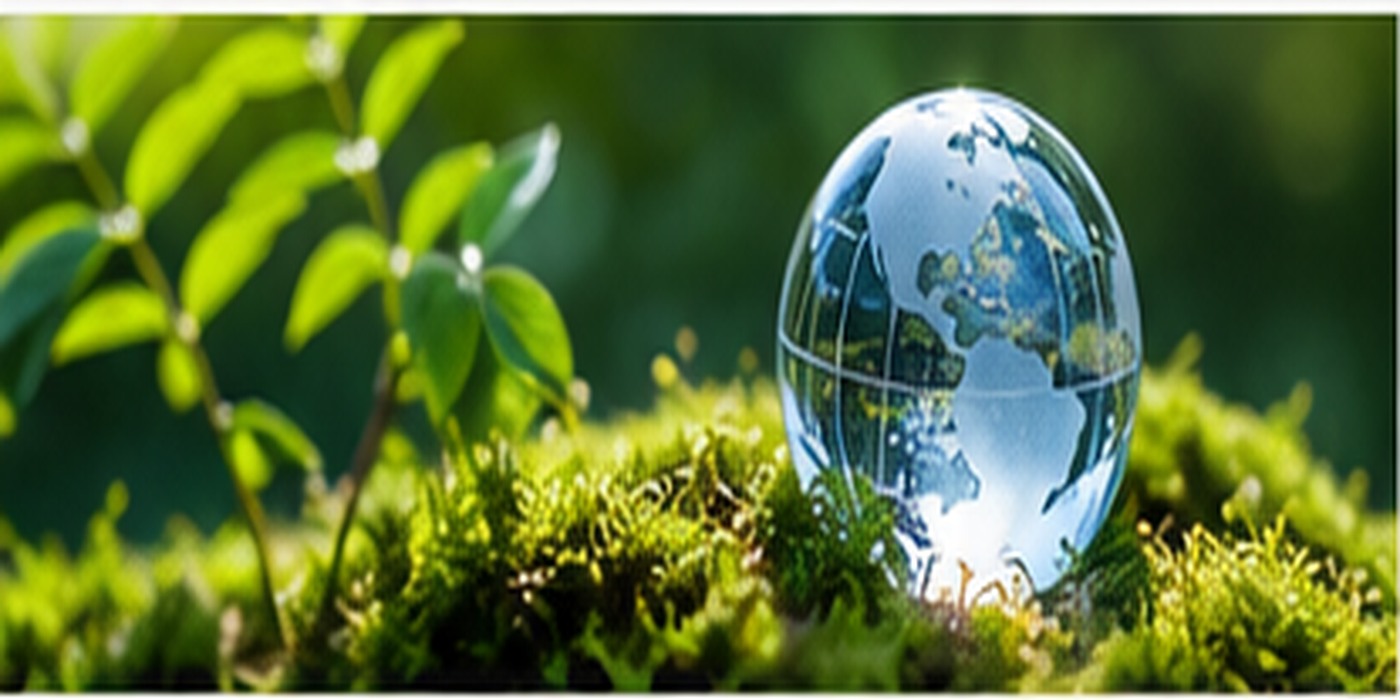 Glass globe in a green environment representing responsible trading